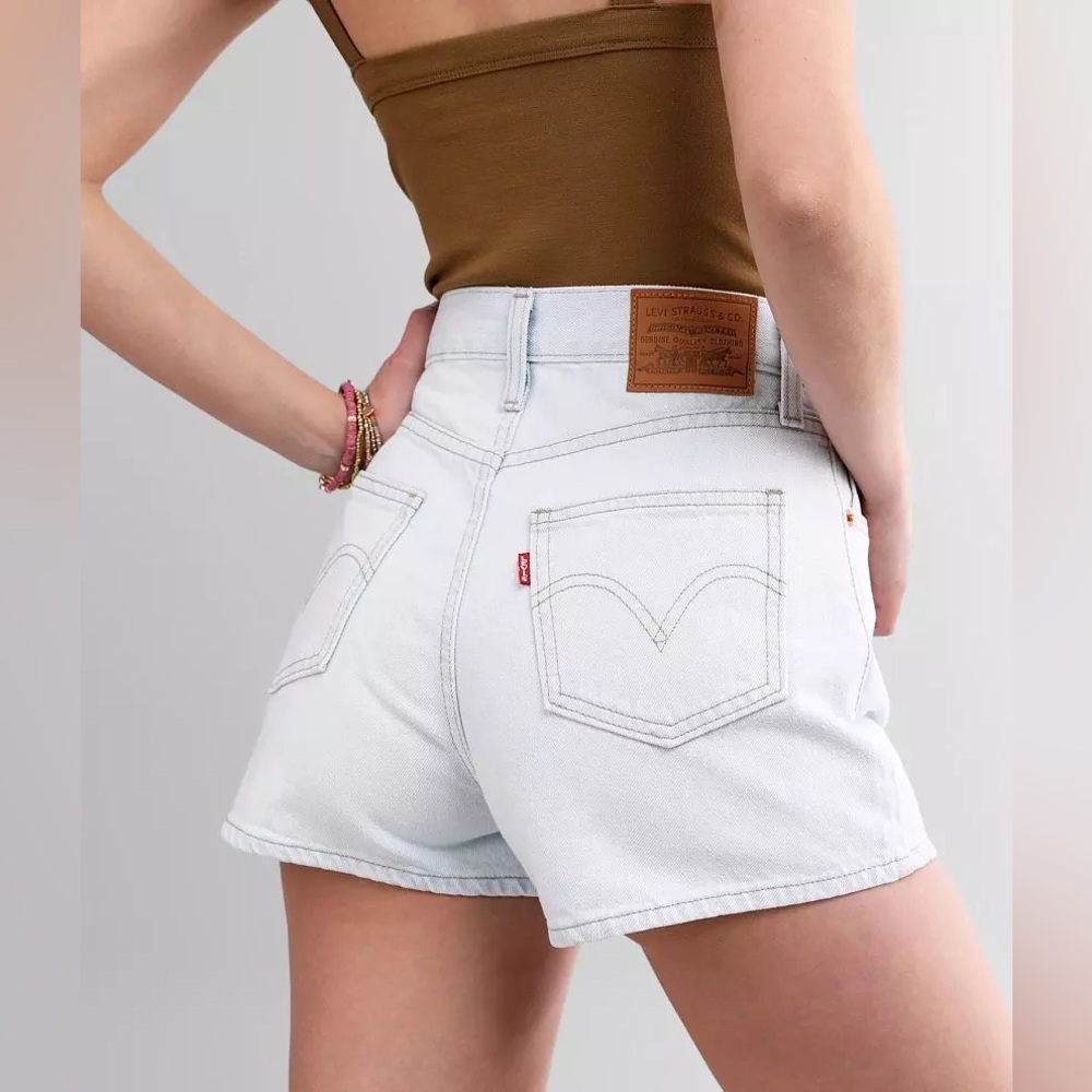 Levi's Premium Women Primer Blue Wide Leg Mid Length Shorts